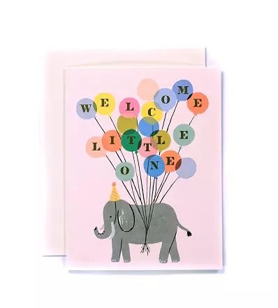 Welcome Little One Elephant Card cover